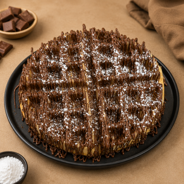 Fresh Waffle with Nutella Sauce